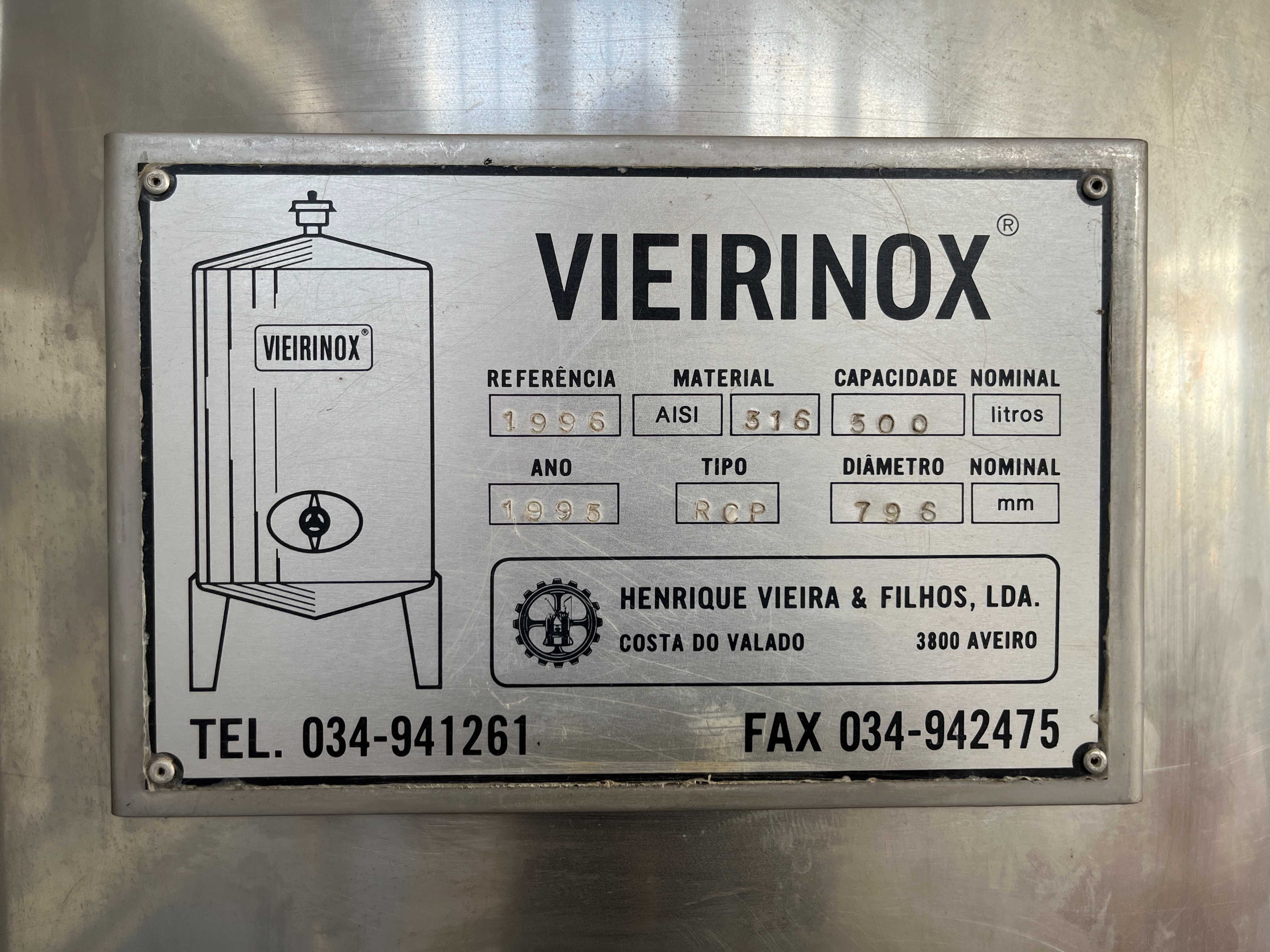 Cuba para vinho certificada em inox - 500 litros
