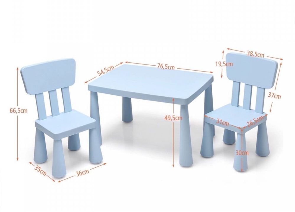 Zestaw stolik i 2 krzeselka Ikea stolik niebieski przedszkole Costway