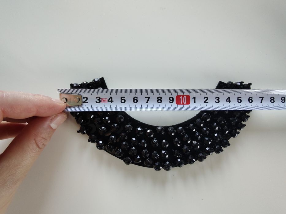 Kołnierzyk, naszyjnik koraliki wstawka dekoltowa czarna