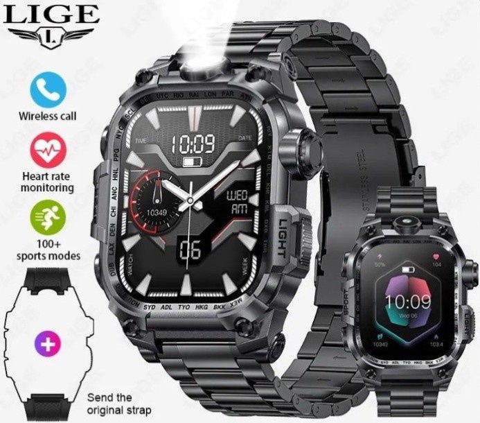 Акція! Тактичний годинник| Смарт часы| Smart Watch LIGE L121+подарунок