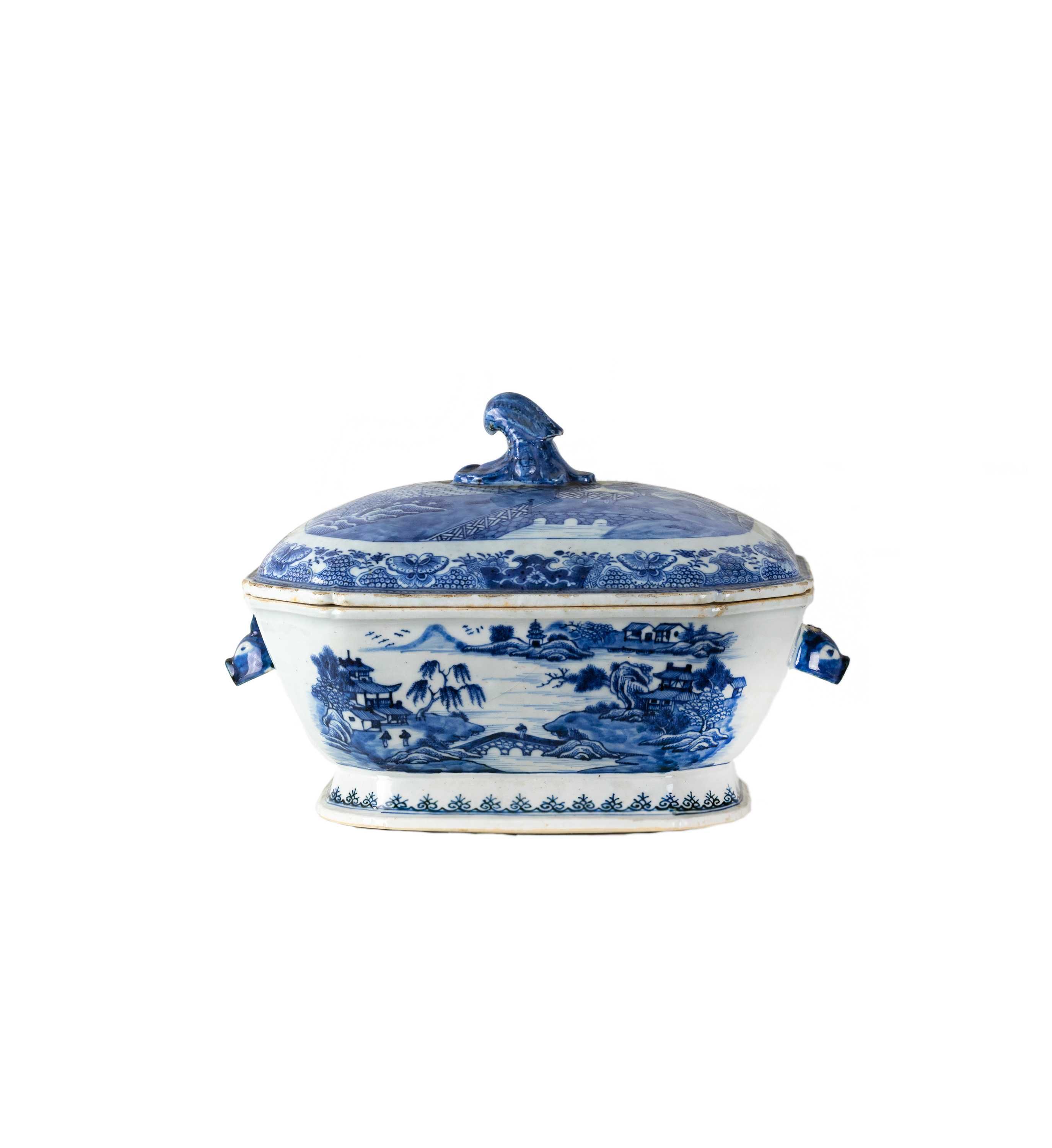 Terrina porcelana chinesa azul Cantão Jiaqing | 1798