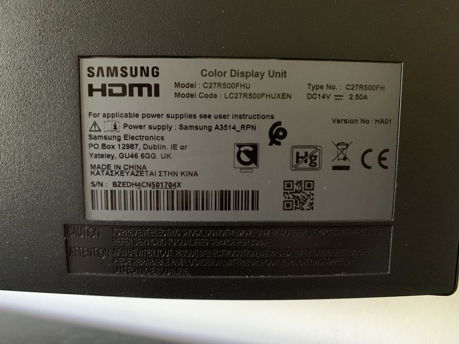 Monitor SAMSUNG C27R500FHU Curvo 27” Full HD