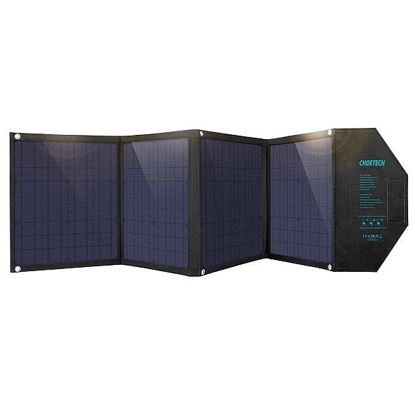 Choetech duża ładowarka solarna 80W rozkładana DC, USB C, 2x USB PD, Q