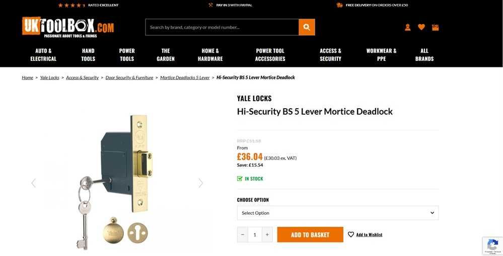 Yale fechadura padrão britânico (225)