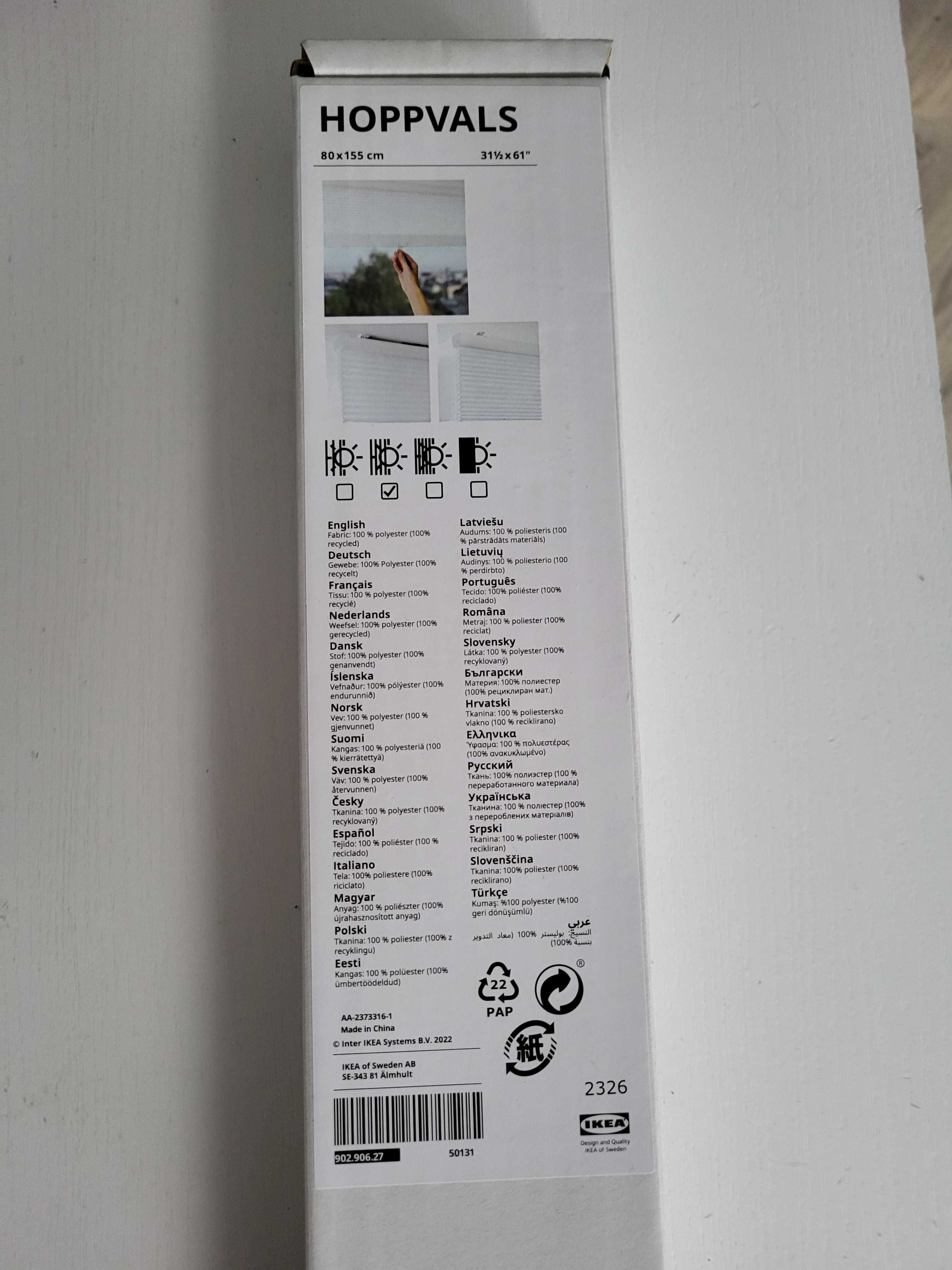 Hoppvals roleta plisowana plisa Ikea