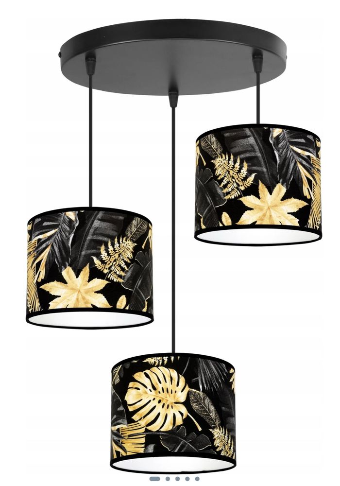Light Home Lampa Wisząca Sufitowa Abażur Złote Kwiaty Led