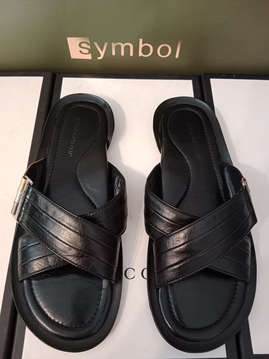 Кожаные шлёпанцы - тапки Dolce Gabbana оригинал gucci loro