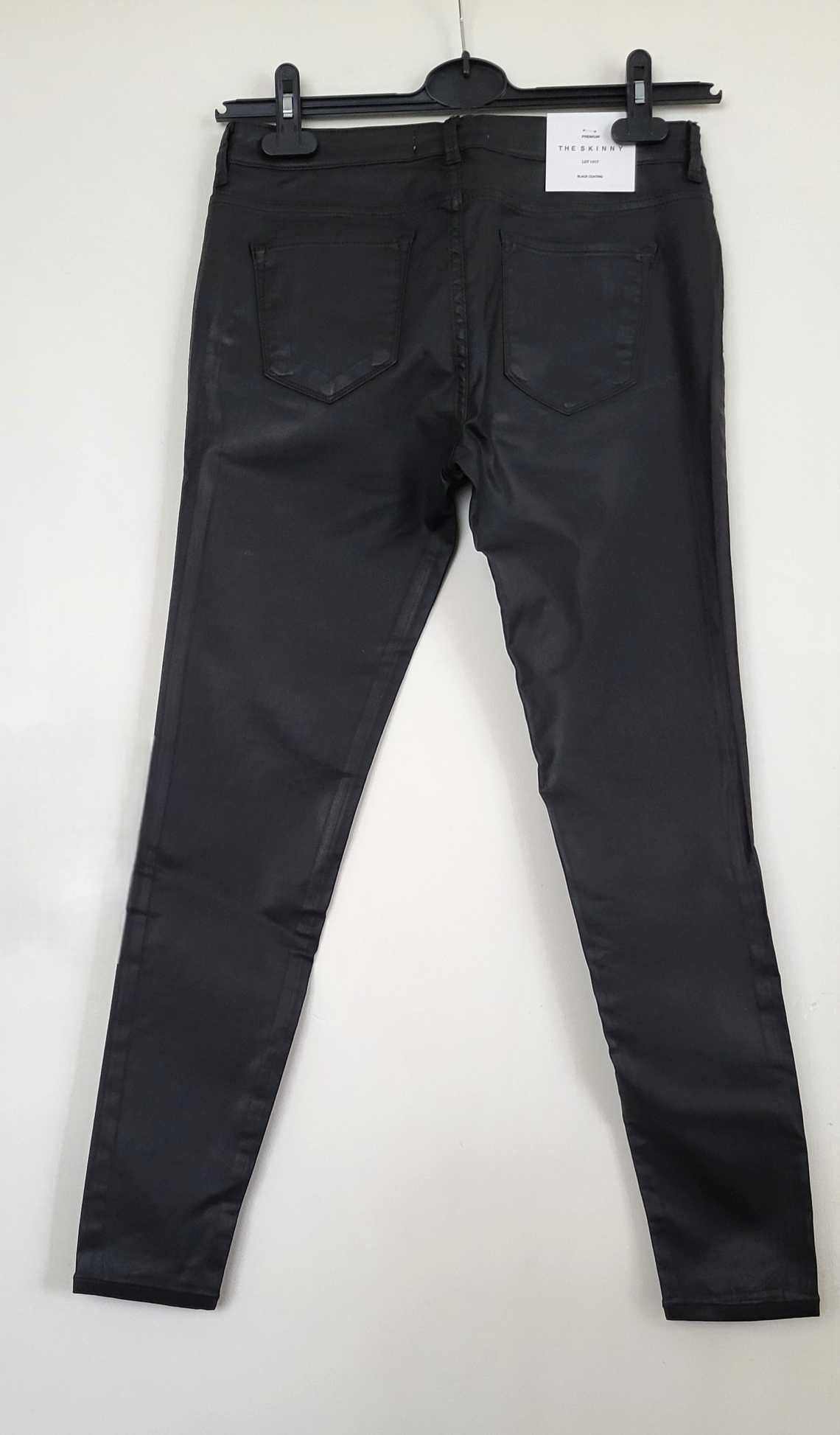 Zara czarne spodnie w stylu skóry moto boho nowe z metką skinny 36