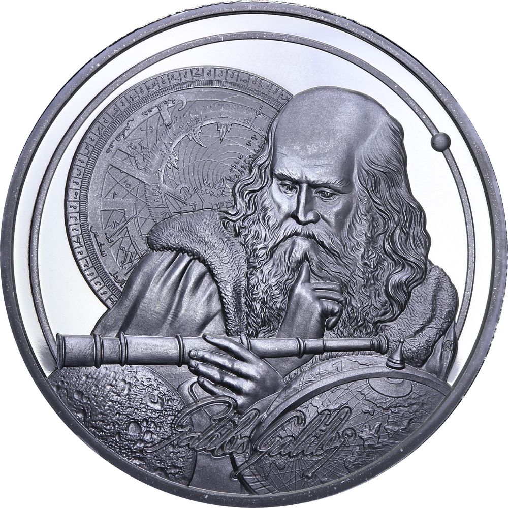 Серебряная монета 1oz Иконы Инноваций: Галилео Галилей 5 долларов 2021