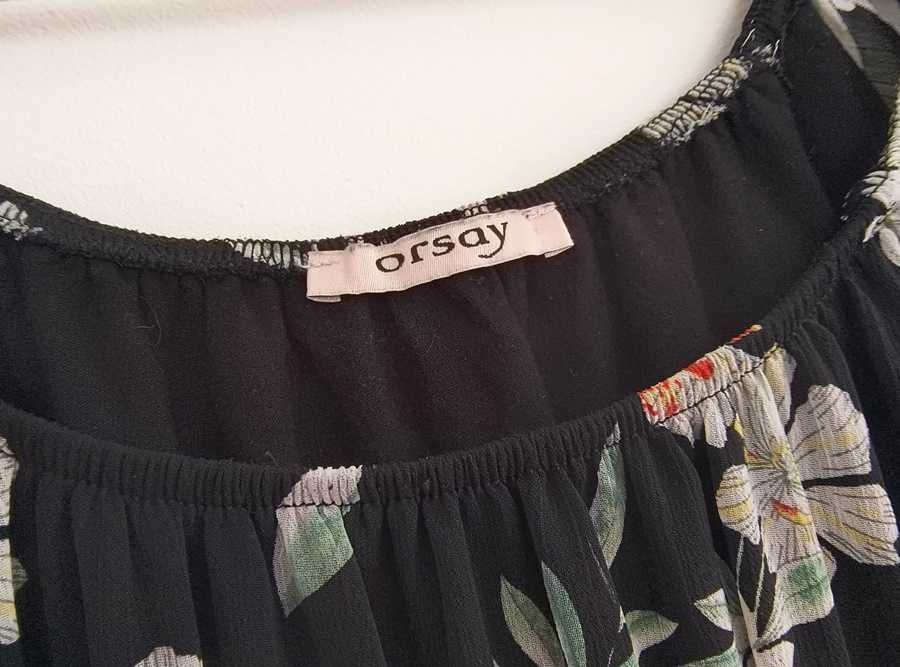 Orsay * czarna sukienka w kwiaty podszewka