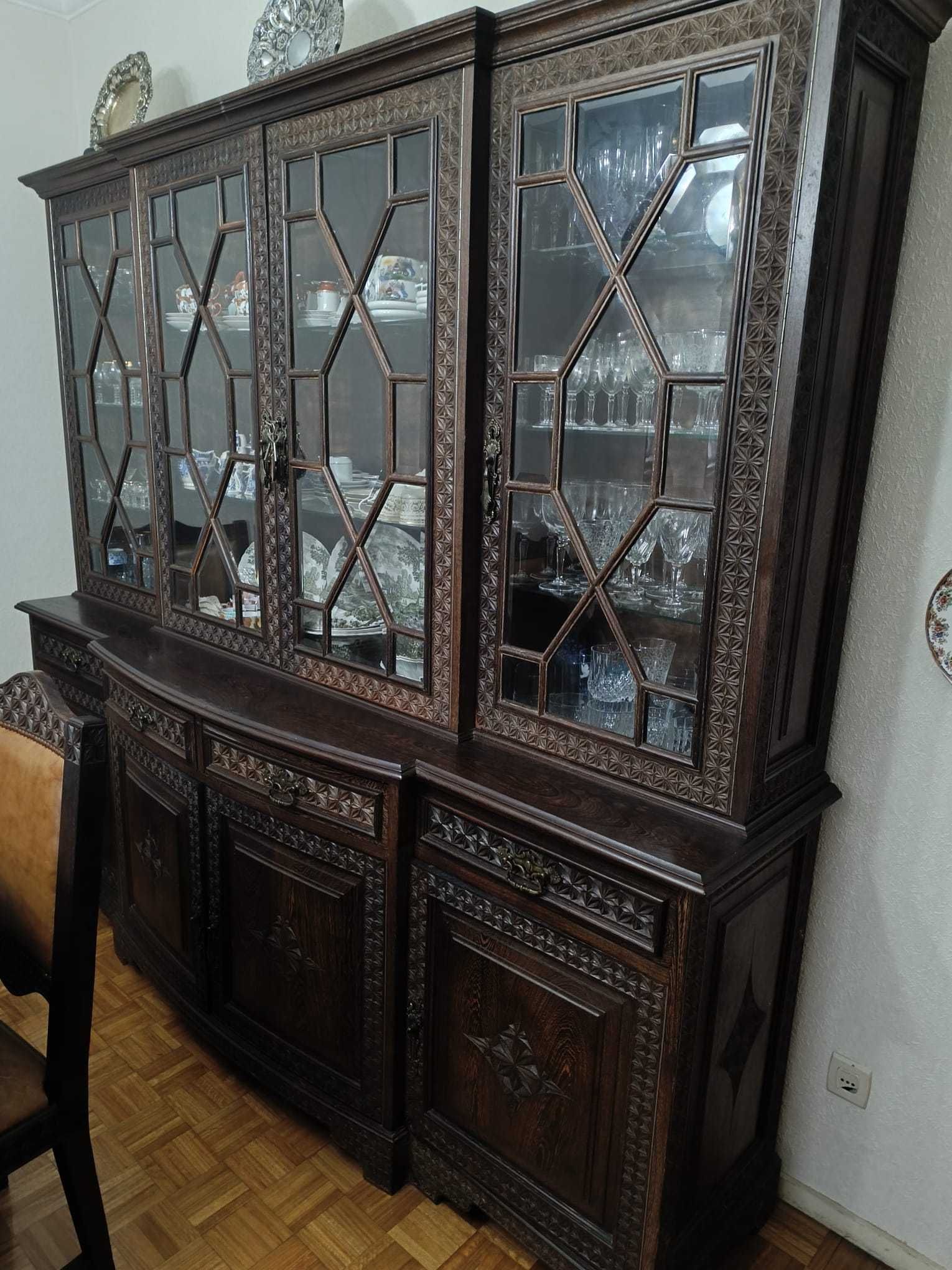 conjunto de sala de jantar madeira panga panga