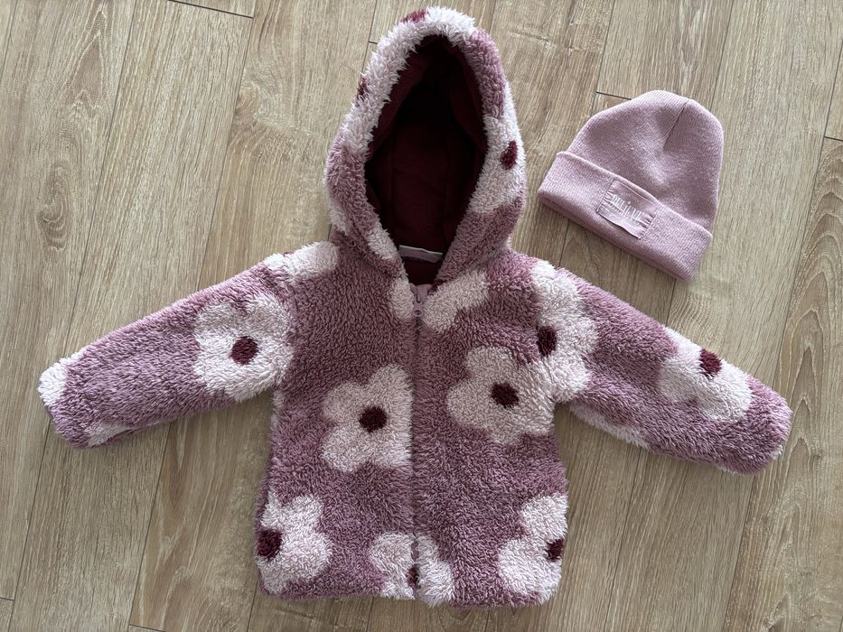 Dziewczęca cieplutka zimowa kurteczka + czapka Egree rozm. 80