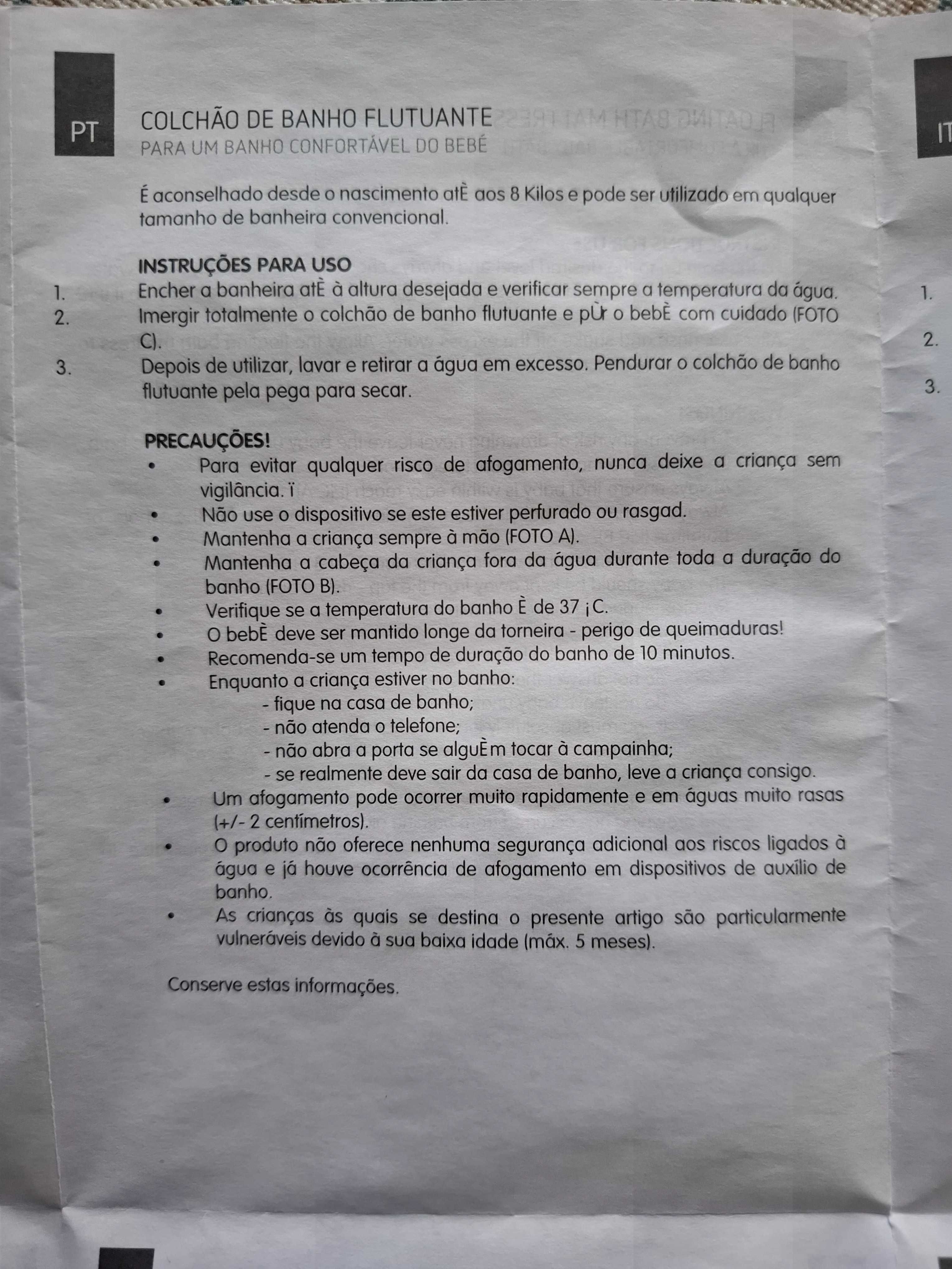 Colchão de banho flutuante. Rigorosamente como novo