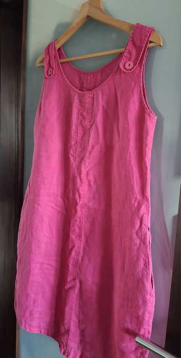 Różowa sukienka lniana letnia XL Taboo fuksja