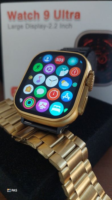 24K Ultra 9 Smartwatch - 2 braceletes de metal Bateria 220mah Ecrã 2.0