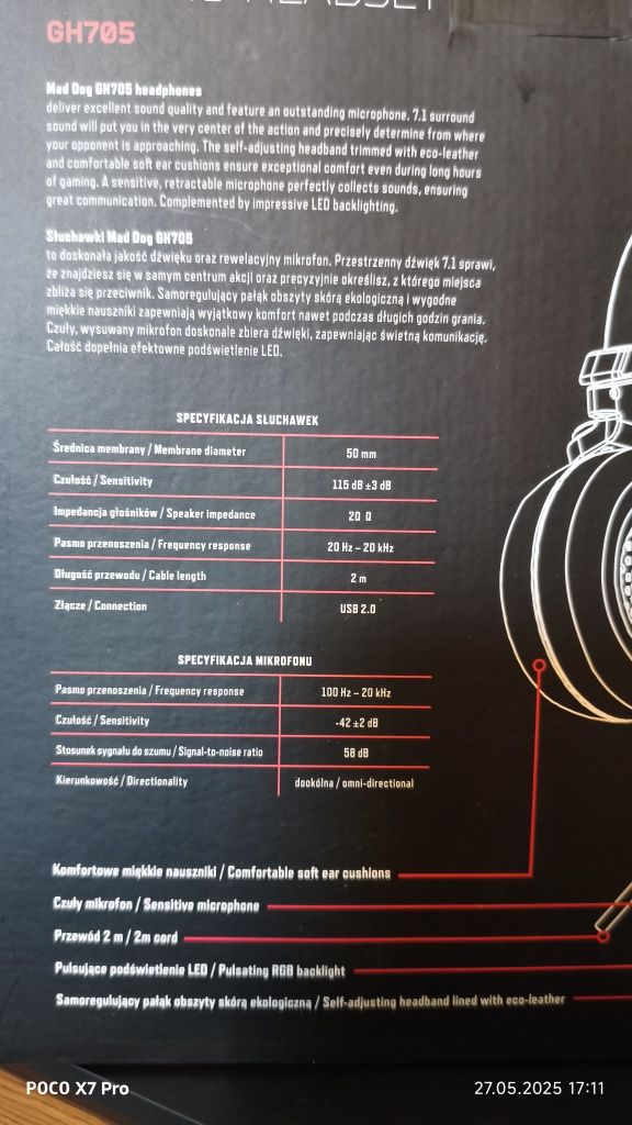 Nowe słuchawki gamingowe Mad Dog GH705 –  OKAZJA