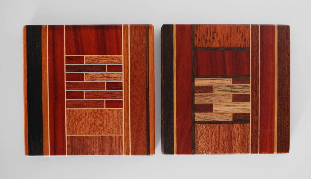 podstawki, podkładki pod kubek, drewno i metal