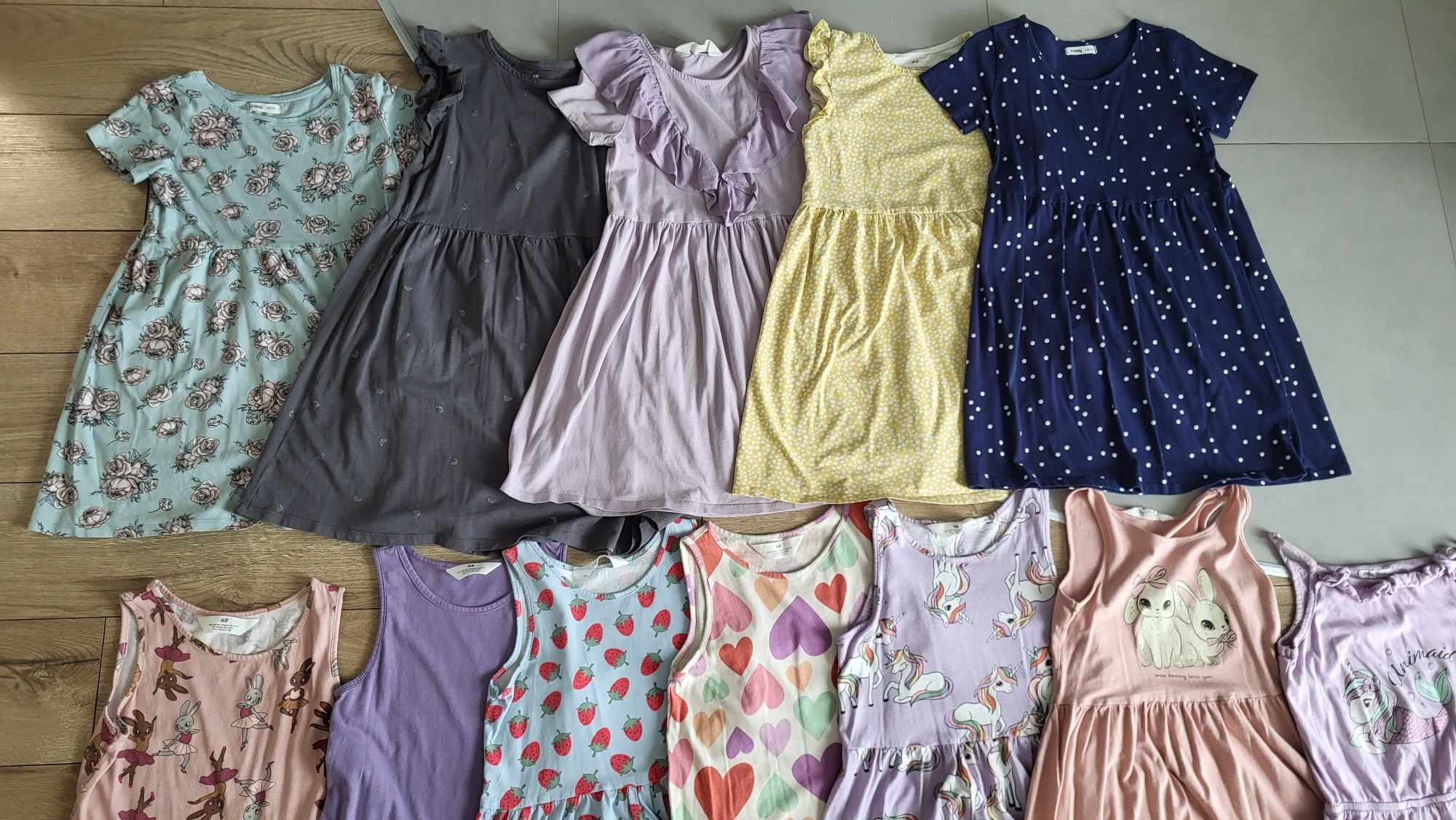 13 sukienek h&m paka zestaw sinsay sukienki lato bawelna 100% 134/140