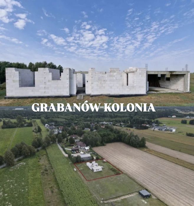 Działka z rozpoczęta budową 1825m2 Grabanów-Kolonia