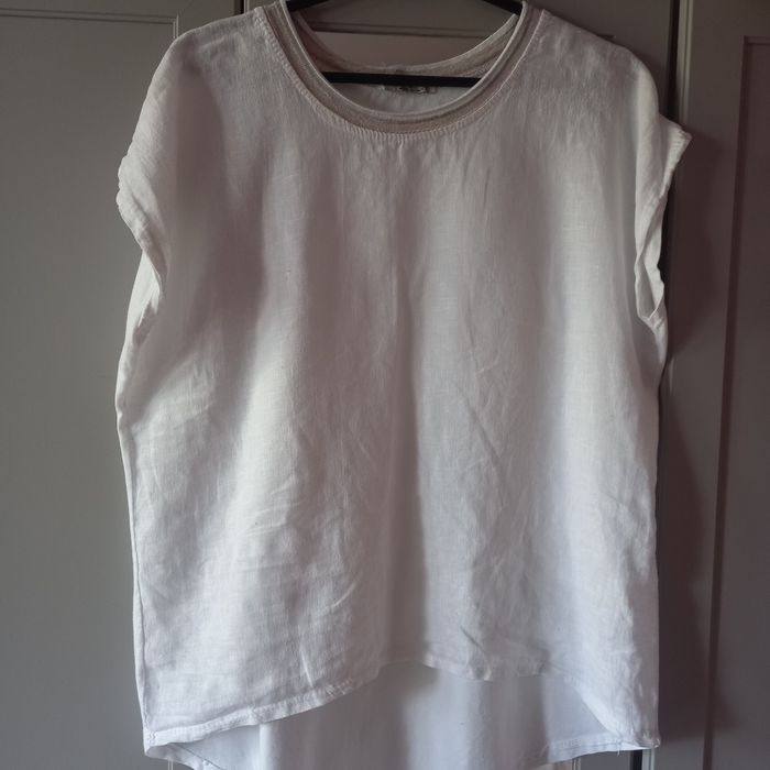 Biała bluzka len bawełna L / XL