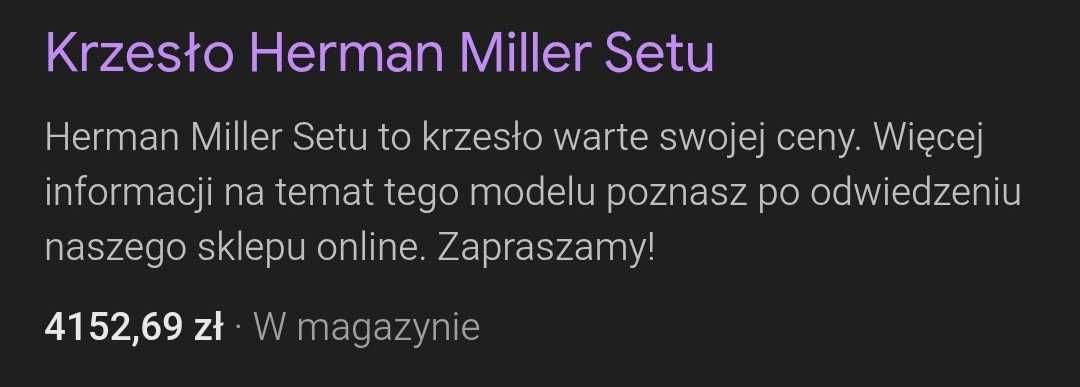 Herman Miller Setu jak NOWY