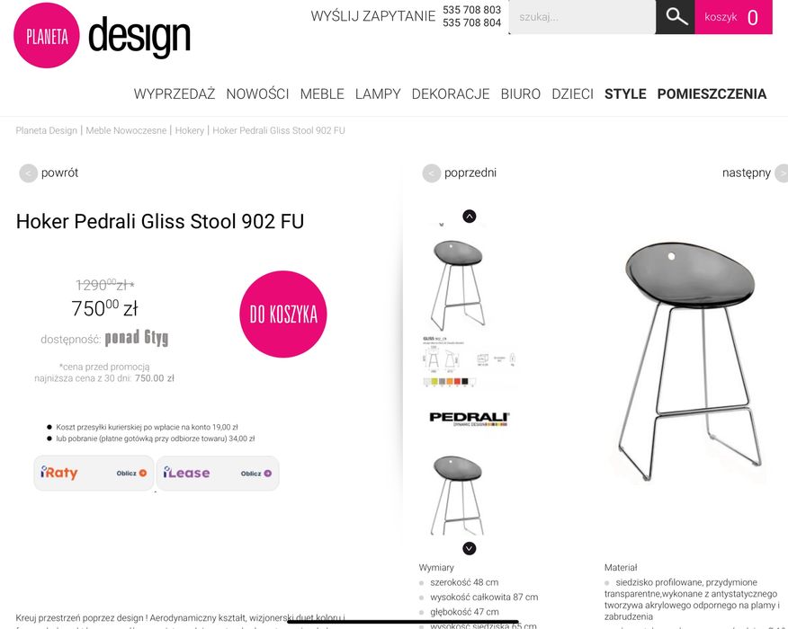 Designerskie hokery Pedrali