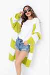 Długi Kardigan ENDI Stripes Limonka