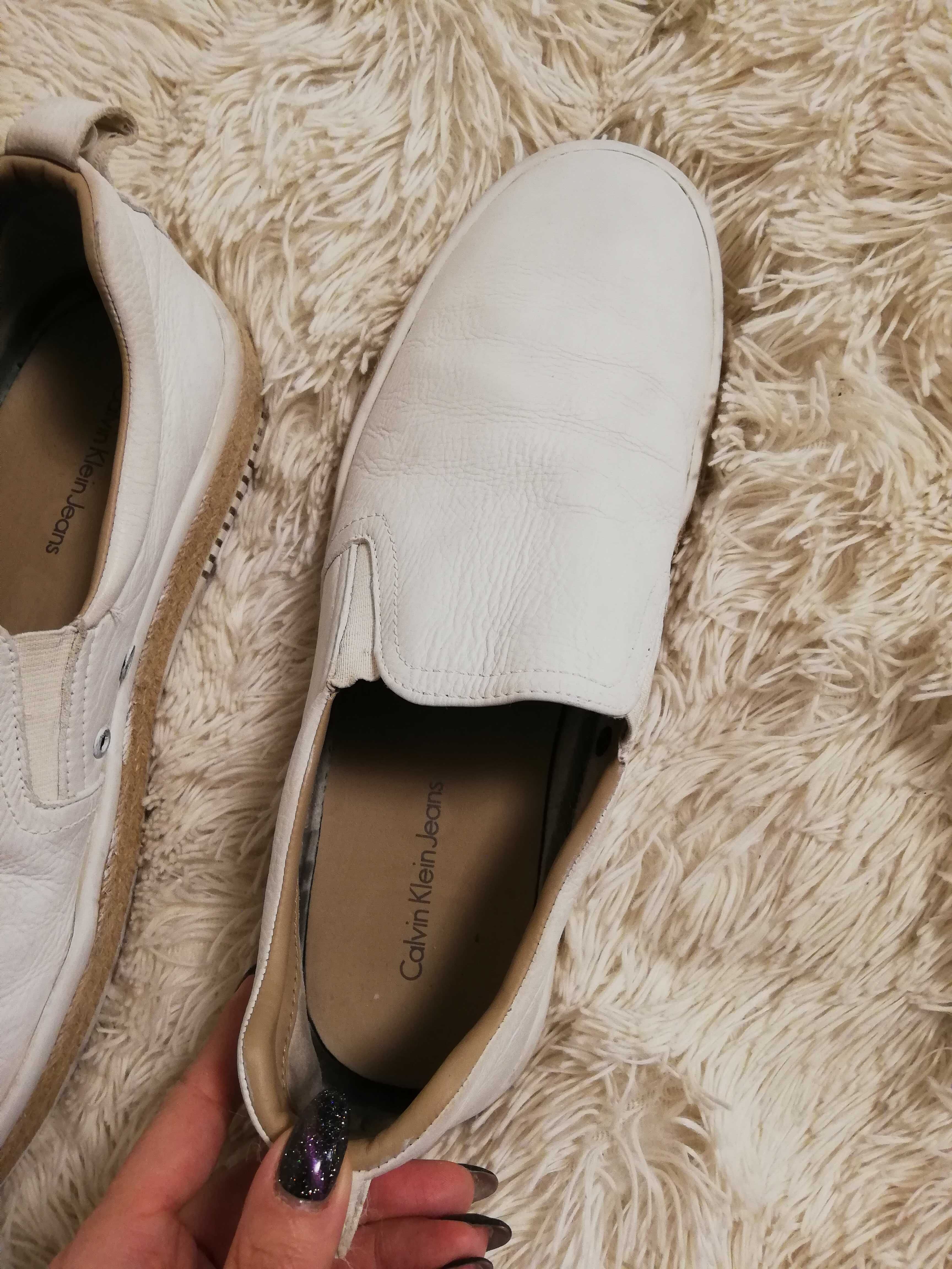 espadryle Calvin Klein Jeans 42 białe Mackenzie S1555 skóra