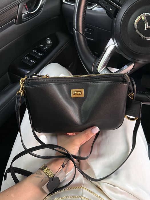 Сумка Balenciaga Rodeo Mini шкіра | чорна | срібна та золота фурнітура