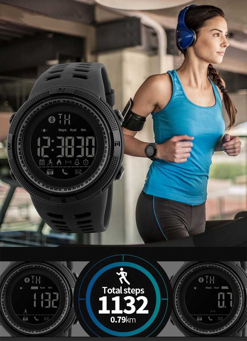 SKMEI Sportowy Zegarek Bluetooth NOWY PROCESOR IC Aplikacja