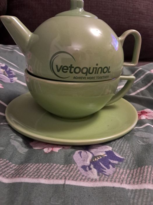 Czajniczek razem w komplecie  z filiżanka do herbaty.