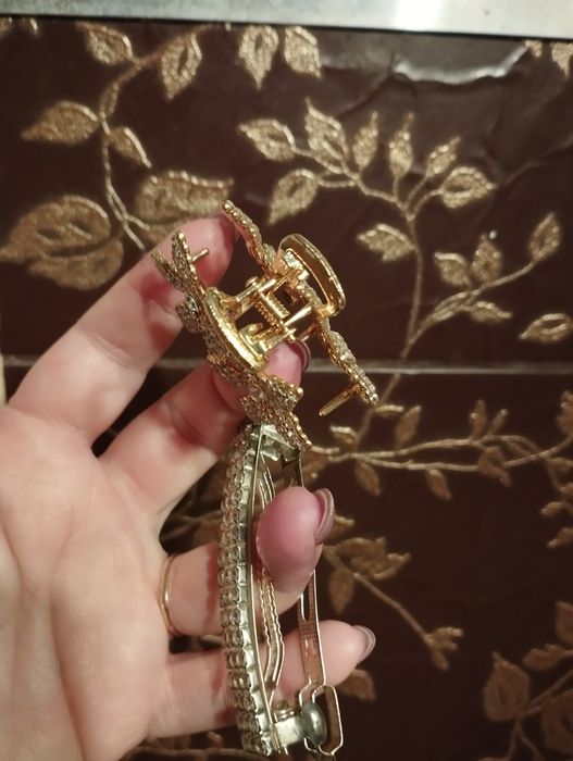 Dwie nowe spinki ślubne do włosów klamry kol. Złoty srebrny cyrkonie