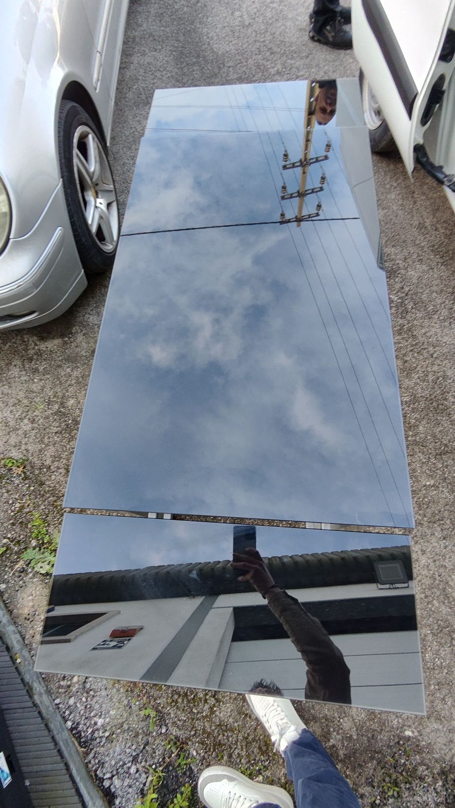 Mesa metálica com tampo de vidro extensível 100-150cm x60cm
