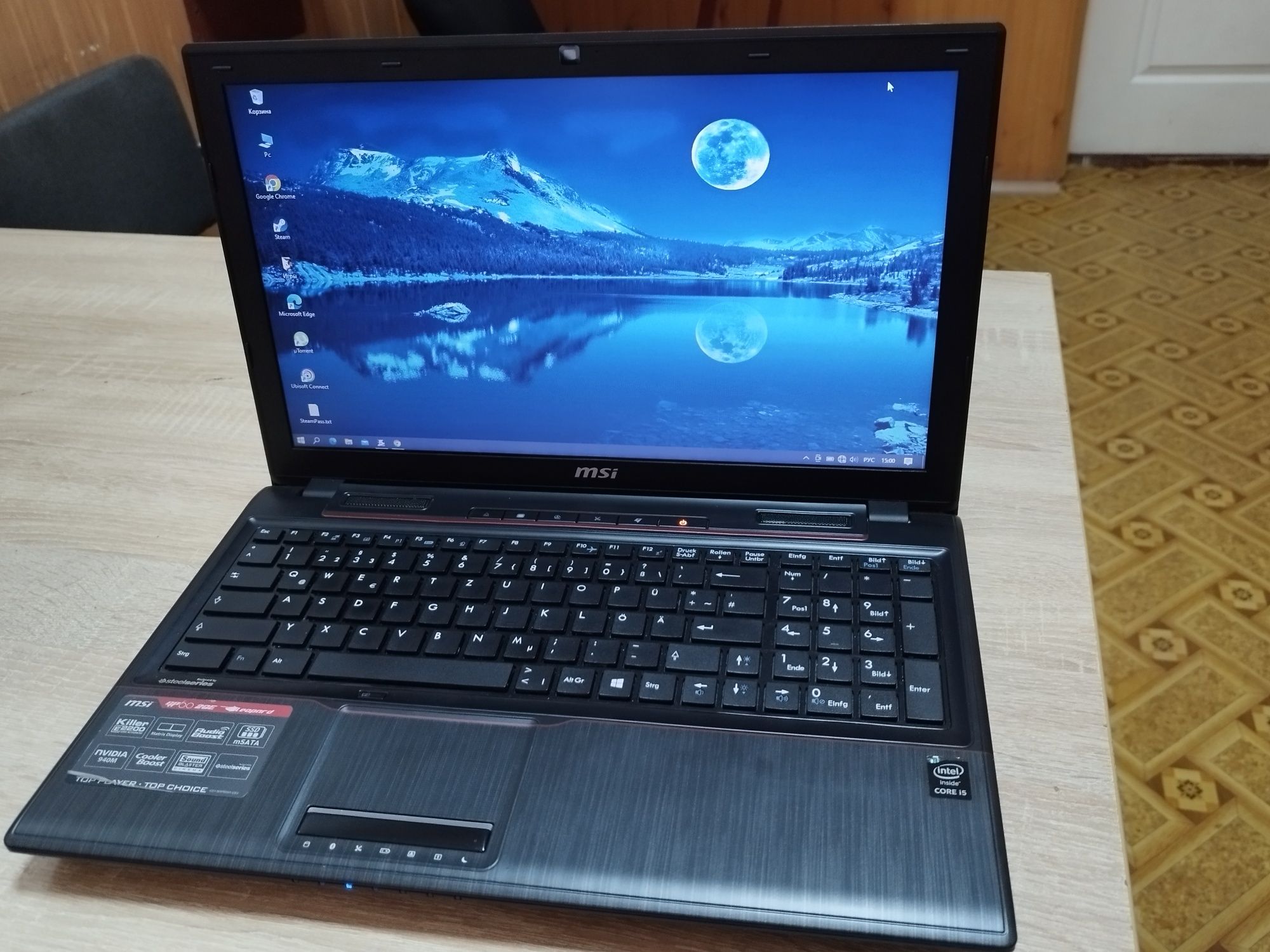 MSI MSI-16GH leopard gp60 2qe i5-4210h ram 8gb ssd 240gb GeForce 940m