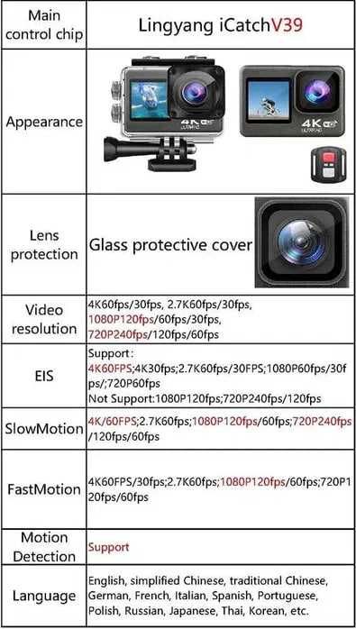 Екшн-камера Action Camera Ultra HD 4K6OFPS Ultra High Definition WiFi