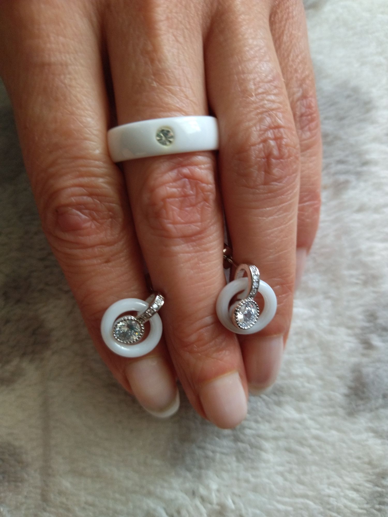 Серьги керамическое кольцо керамiчнi кульчики керамика сережки колечко