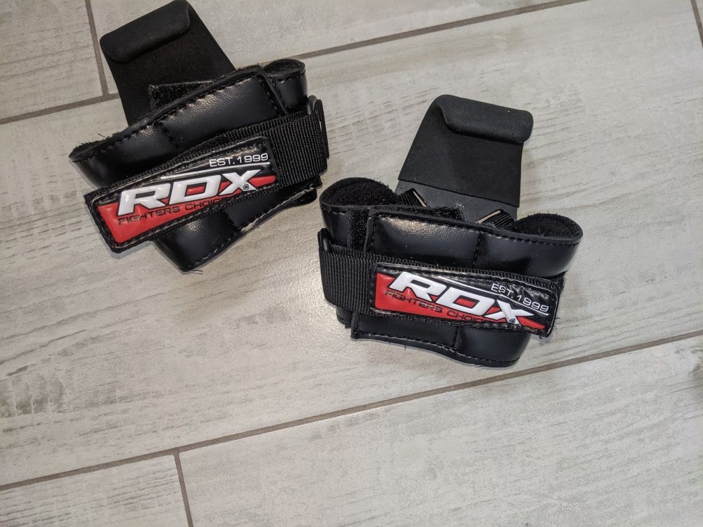 Paski z hakami RDX Gym Hook Strap czarne haki treningowe