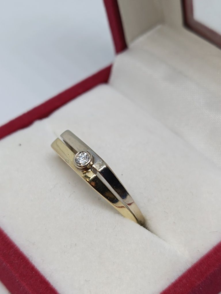 Złoty pierścionek z brylantem złoto 585 rozmiar 17
