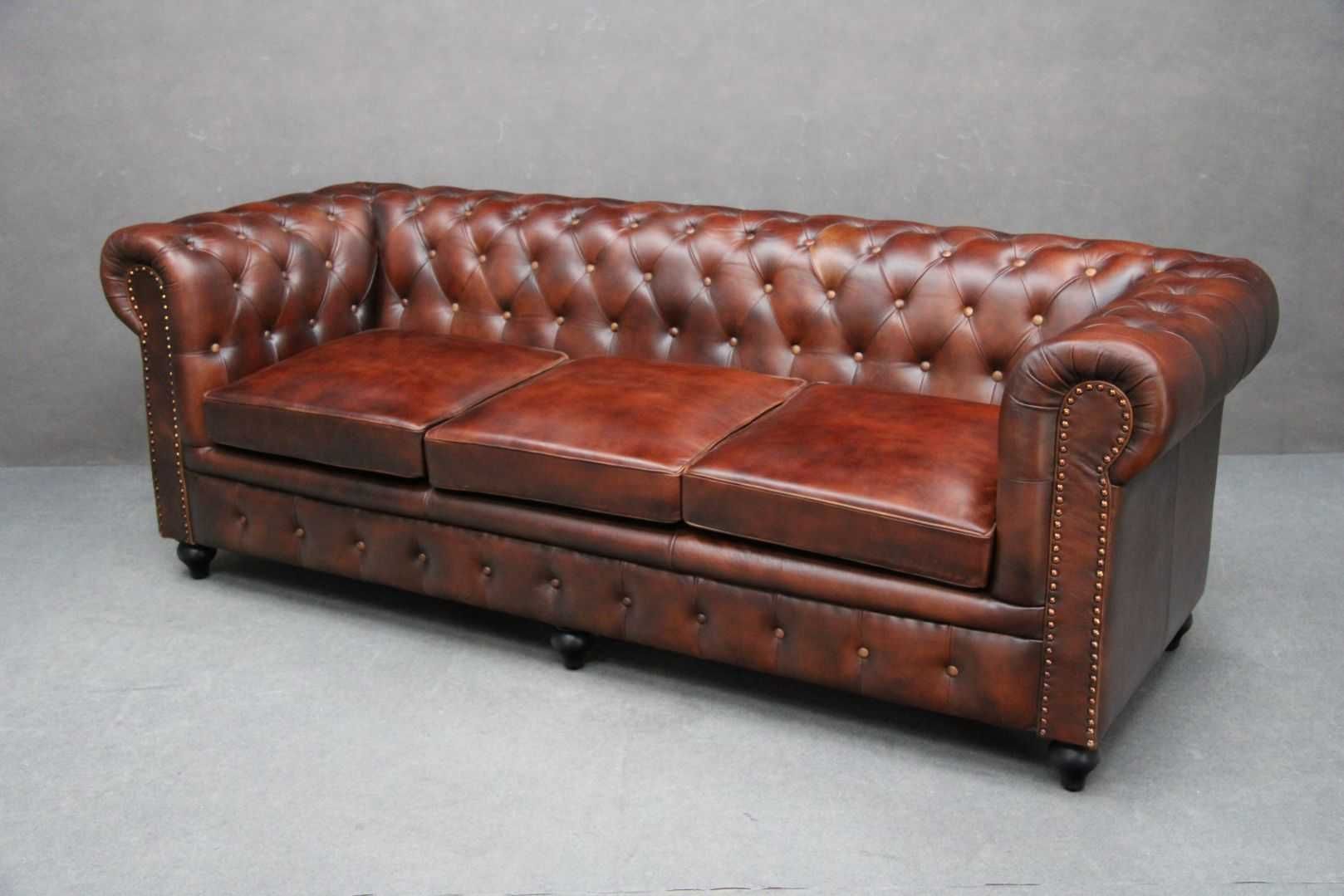 Wypoczynek Chesterfield sofa 3+2+fotel skóra naturalna BGM24.pl B 6267