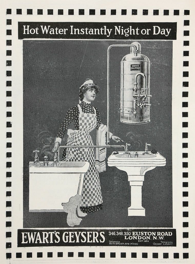 Antiga Caldeira "Geyser" de 1910 Ewart & Son com 65 cm de altura e 26