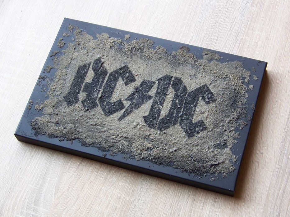 AC/DC Malowany ręcznie obraz na piaskowym tle