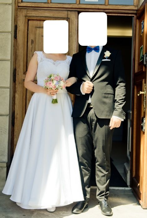 Suknia / sukienka ślubna rozmiar 38 biała z gorsetem koronkowa