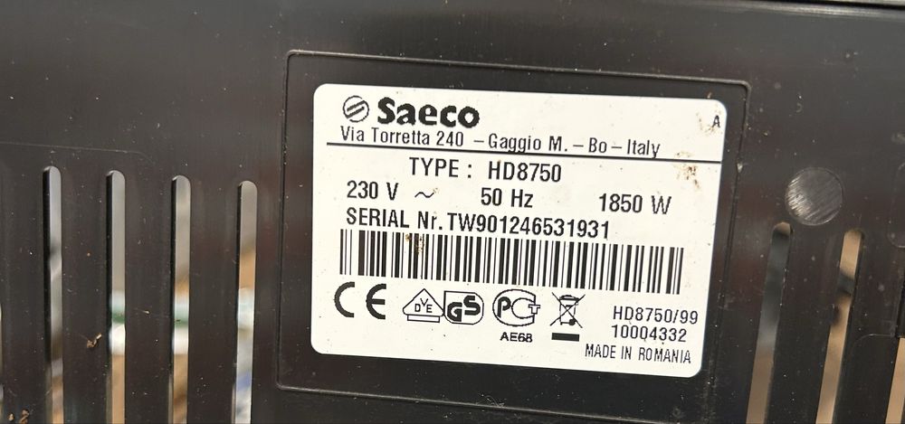 Saeco Intuita HD8750 panel sterowania