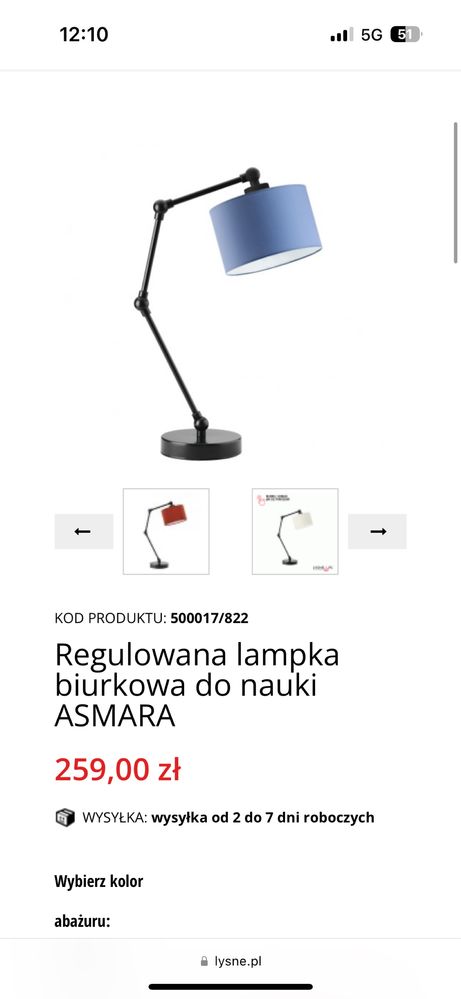Lampa biurkowa stolowa Asmara