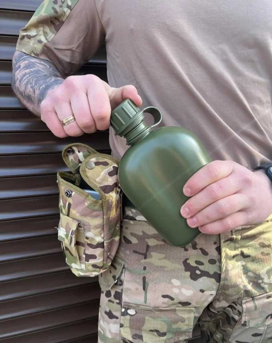 Фляга военная пластиковая в чехле мультикам  кружка котелок