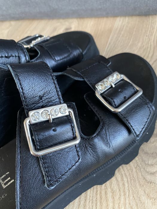 Alpe skórzane klapki platforma 39/25,5 cm