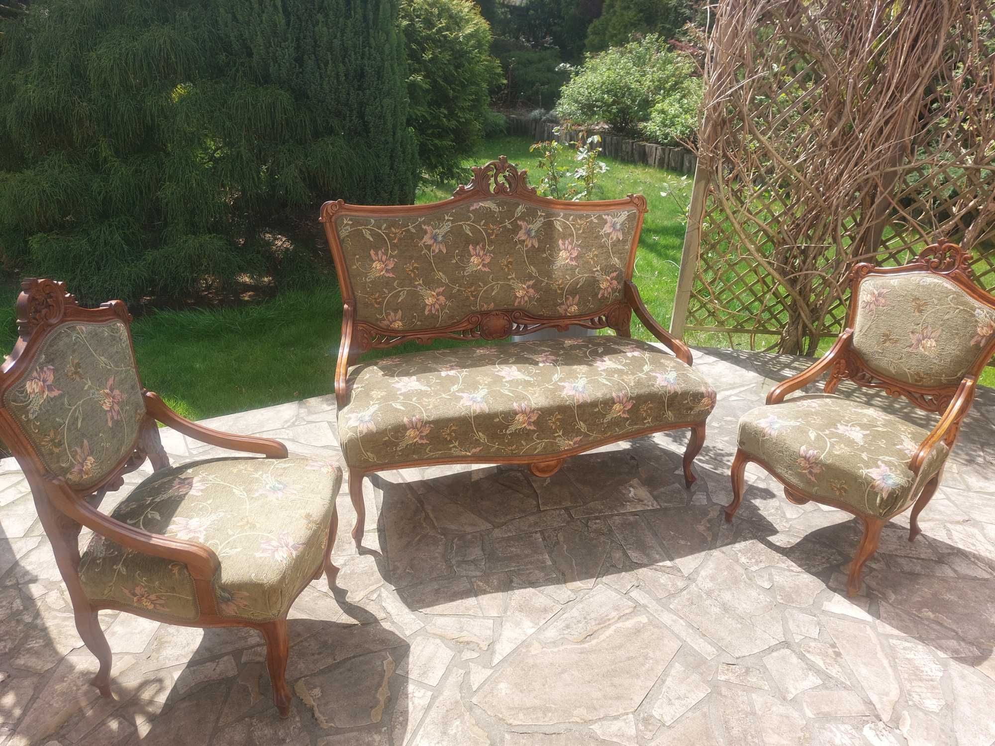 Komplet wypoczynkowy Ludwik antyk sofa i 2 fotele Kraków