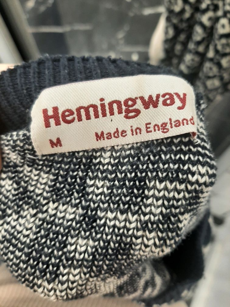 Sweter geometryczny ciepły zimowy casual basic made in England vintage