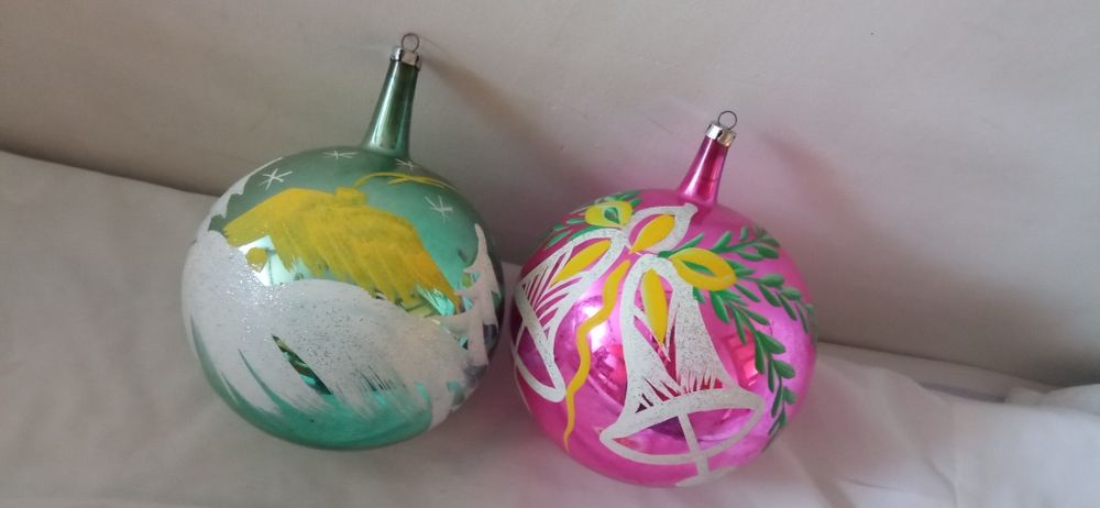 Bombki szklane vintage ręcznie malowane duże 20 cm