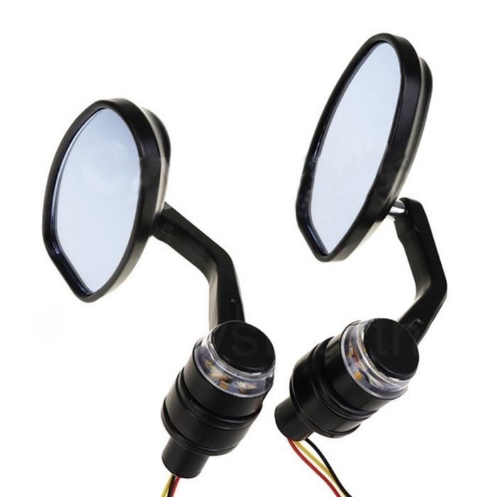 Espelhos ovais em alumínio com piscas LED de guiador